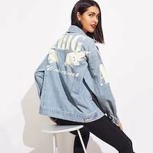 Shein Contrast Sequin Back Denim Jacket