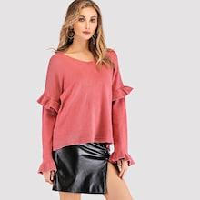 Shein Ruffle V-neck Jumper