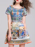 Shein Multicolor Vintage Print A-line Dress