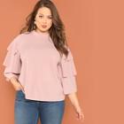 Shein Plus Mock Neck Layered Sleeve Top