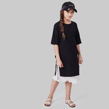Shein Girls Knot Split Side Top With Pleated Skirt