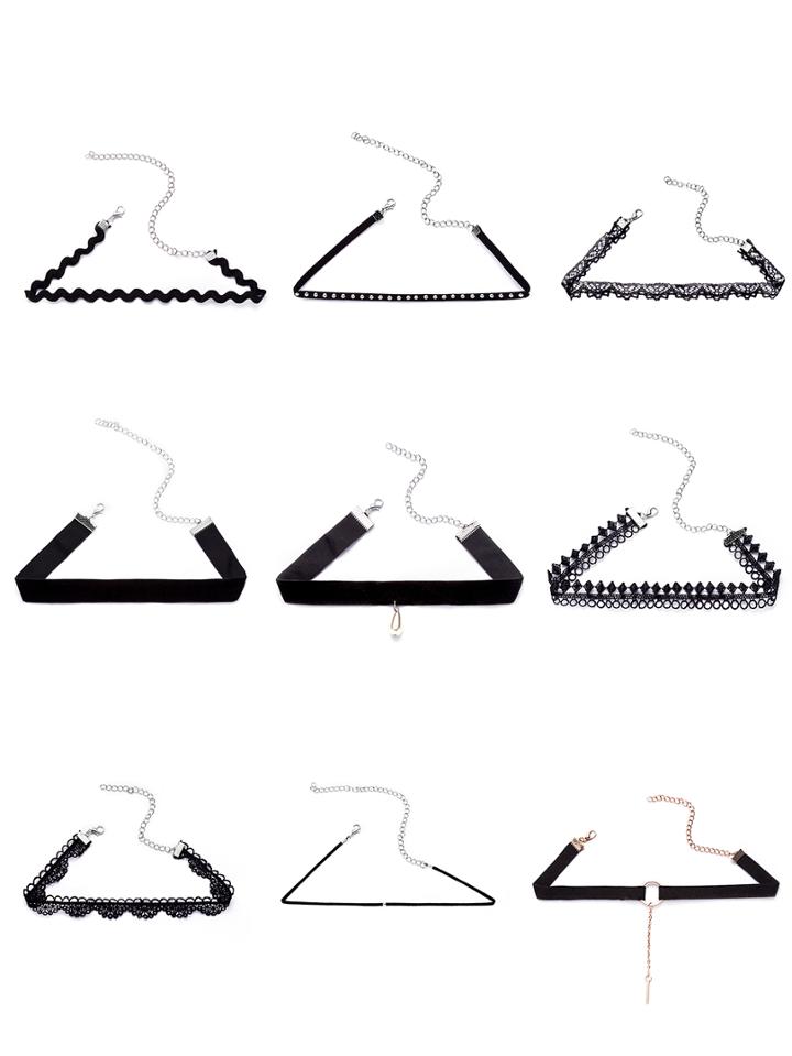Shein Multi Design Choker Necklace Set 9pcs