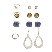 Shein Rhinestone Detail Earrings 4pairs & Ring Set 4pcs