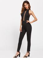 Shein Lace Up Hollow Out Detail Jumpsuit