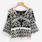 Shein Lace Embroidery Cut Out Blouse