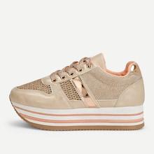 Shein Glitter Design Lace-up Chunky Sneakers