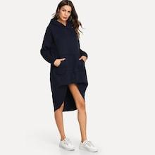 Shein Drop Shoulder Dip Hem Long Hoodie