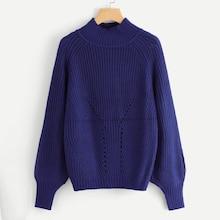 Shein High Neck Eyelet Solid Jumper