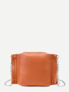 Shein Khaki Faux Leather Zip Closure Chain Bag