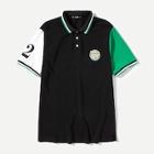 Shein Men Cut And Sew Patched Front Polo Shirt