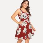 Shein Plus Cut Out Knot Back Floral Print Dress