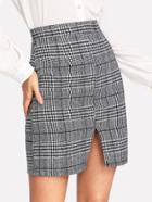 Shein Split Front Wales Check Skirt