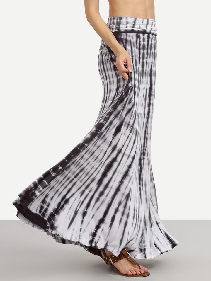 Shein Black Tie Dye Print Maxi Skirt