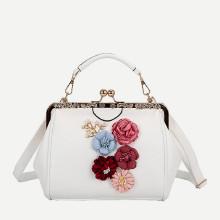 Shein Flower Applique Kiss Lock Bag