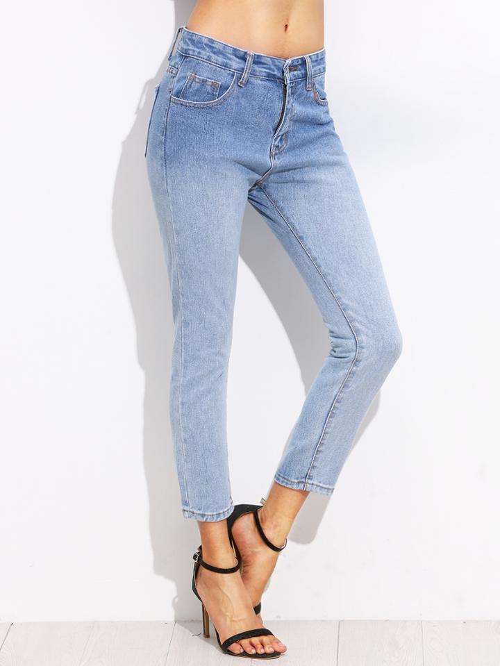 Shein Blue Ombre Skinny Ankle Jeans