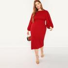 Shein Plus Lantern Sleeve Belted Pencil Dress