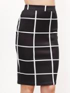 Shein Grid Zipper Waist Fitted Skirt