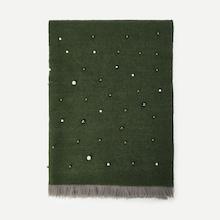 Shein Christmas Faux Pearl Decorated Frayed Trim Scarf