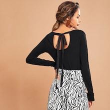 Shein Knot Back Ribbed Knit Tee
