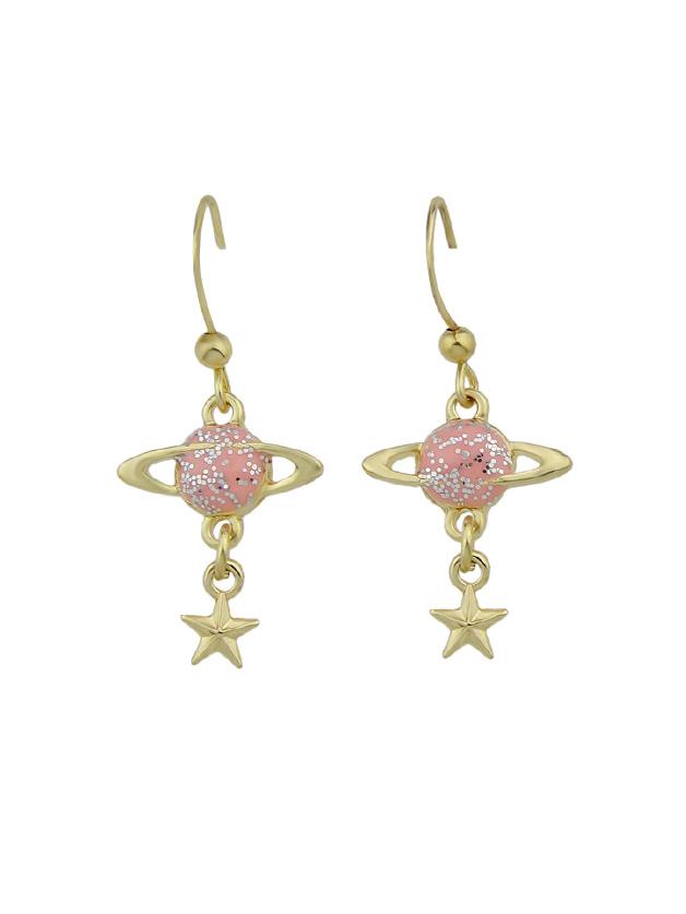 Shein Pink Star Shape Pattern Dangle Earrings