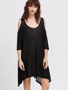 Shein Black Cold Shoulder Split Side Asymmetrical Dress