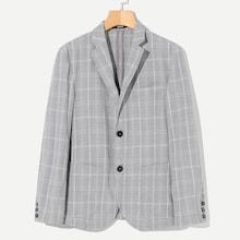 Shein Men Patch Pocket Front Plaid Blazer