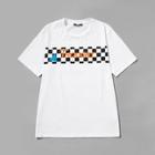 Shein Men Gingham And Letter Print Tee