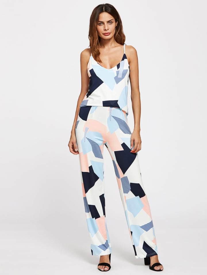 Shein Random Geo Print Cami Top With Pants