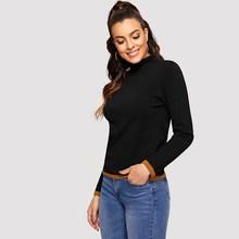 Shein Contrast Trim High Neck Jumper