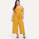 Shein Plus Ruffle Detail Wide Leg Cami Jumpsuit