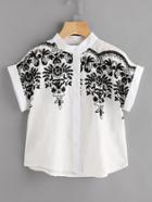 Shein Stereo Embroidery Batwing Blouse