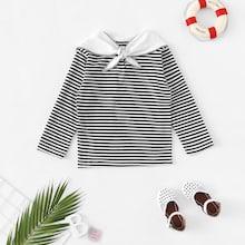 Shein Toddler Girls Stripe Print Knot Detail Tee