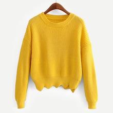 Shein Drop Shoulder Scallop Hem Solid Jumper