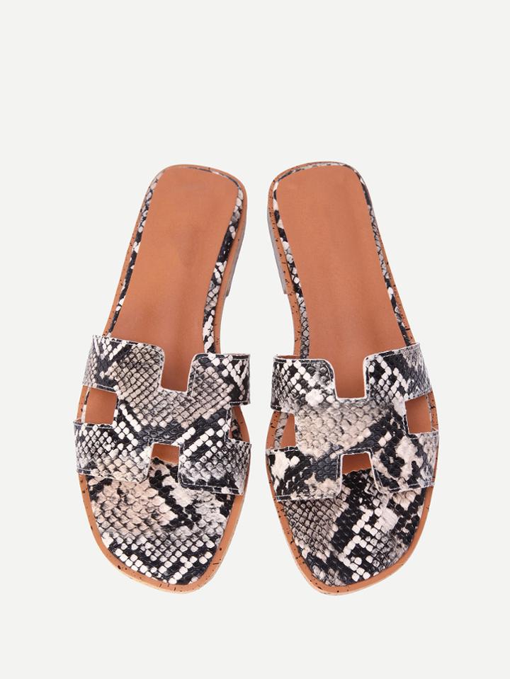Shein Snakeskin Print Pu Flats