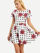 Shein Flower & Polka Dot Print Dress