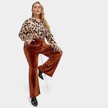 Shein Plus Elastic Waist Flare Leg Velvet Pants