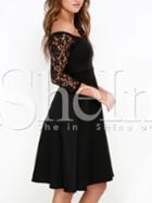 Shein Black Off The Shoulder With Lace Dress