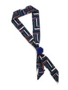 Shein Chain Print Skinny Scarf With Random Color Pom