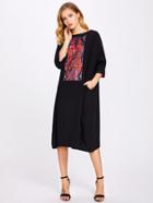 Shein Florals Patch Detail Batwing Dress
