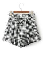 Shein Bow Tie Waist Checkered Shorts