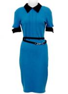 Rosewe Hot Sale Turndown Collar Back Zip Design Blue Tight Dress