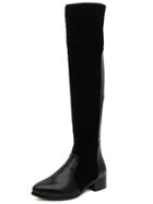 Shein Black Chunky Heel Almond Toe High Boots