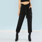 Shein Frill Waist Pocket Patched Pants
