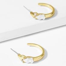 Shein Gemstone Detail Open Hoop Earrings