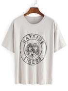 Shein Tiger Logo Badge Print T-shirt