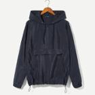 Shein Men Zip And Pocket Front Drawstring Hooded Jacket