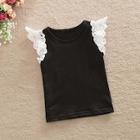 Shein Toddler Girls Contrast Lace Plain Tee