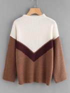 Shein Color Block Chevron Pattern Sweater