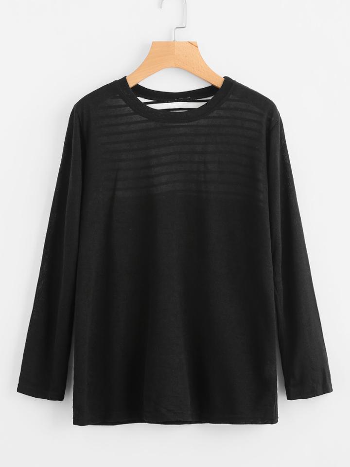 Shein Contrast Striped Back Tee