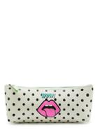 Shein Polka Dot & Lip Print Pu Pouch Bag